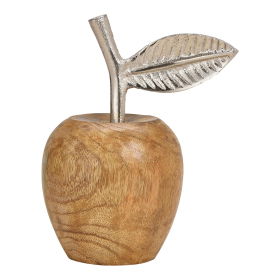 Rustikaler Deko-Apfel aus Mangoholz und Metall