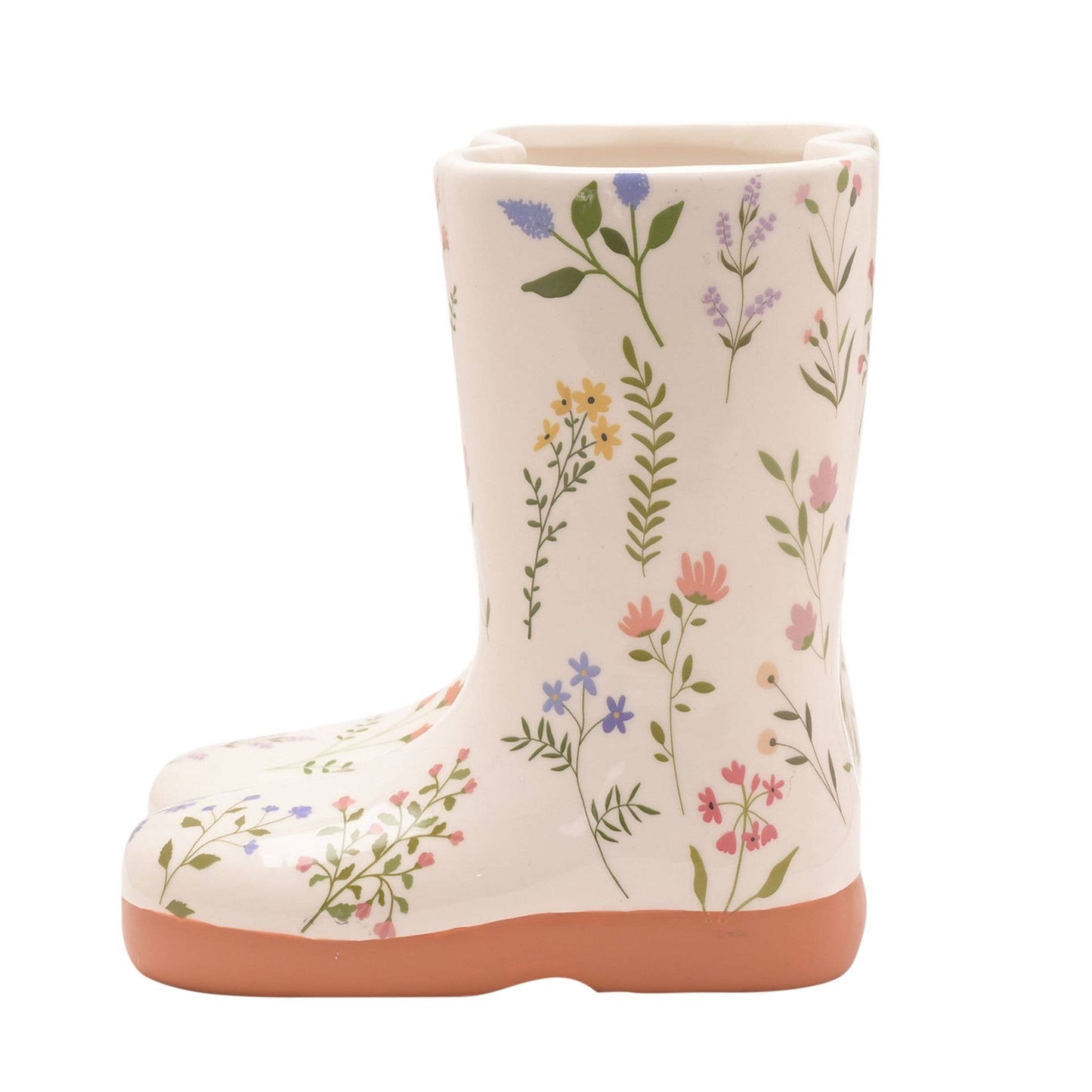 The Cottage Garden Keramikvase, klein, mit floralen Gummistiefeln