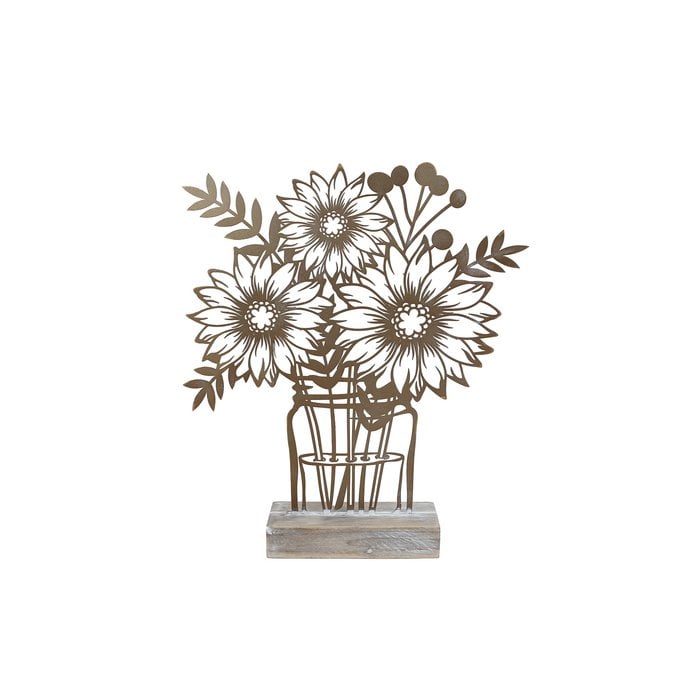 Dekofigur „Golden Bloom“ – Blumendeko aus goldfarbenem Metall