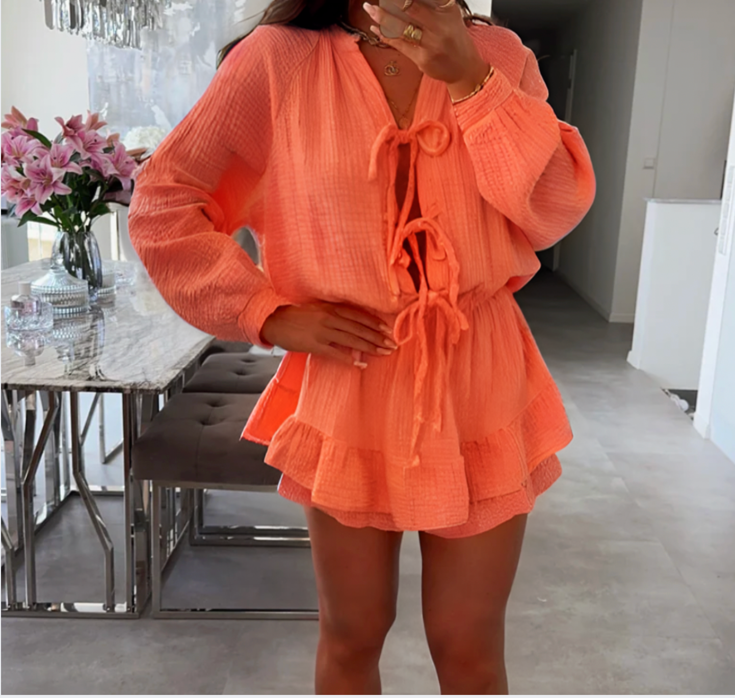 Jumpsuit „Tangerina“ – Luftiger Einteiler mit Schleifen-Details