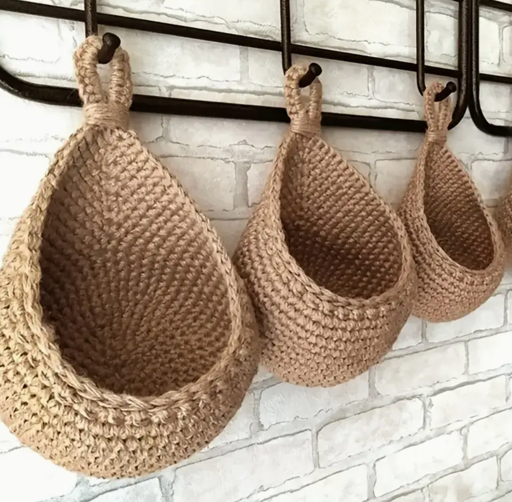 Boho Hängekorb – Wandkorb aus Juteoptik zum Aufhängen