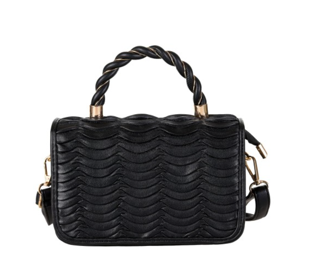 Handtasche „Élan“ – Pierre Cardin Hardbag mit Steppmuster & geflochtenem Tragegriff (Eco-Leder)