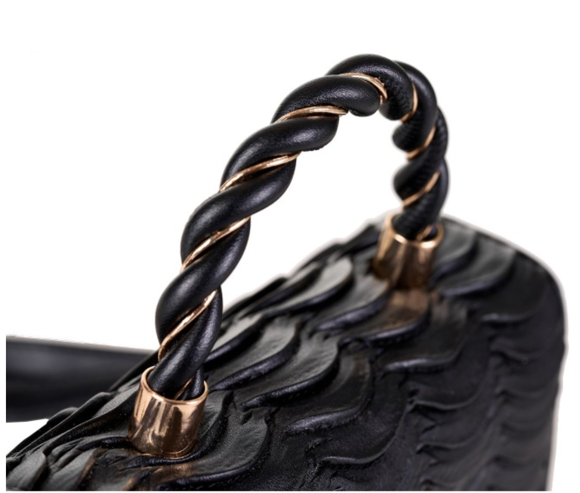 Handtasche „Élan“ – Pierre Cardin Hardbag mit Steppmuster & geflochtenem Tragegriff (Eco-Leder)