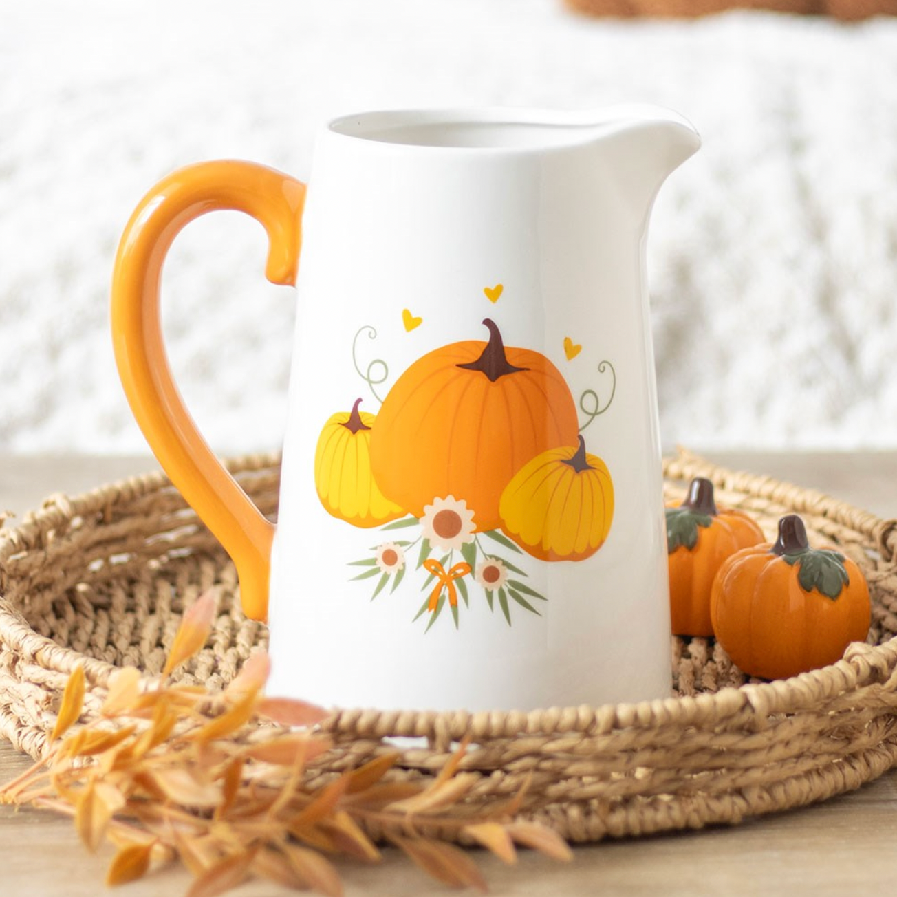Herbstkrug „Pumpkin Pour“ – Kürbis-Keramikvase mit Henkel