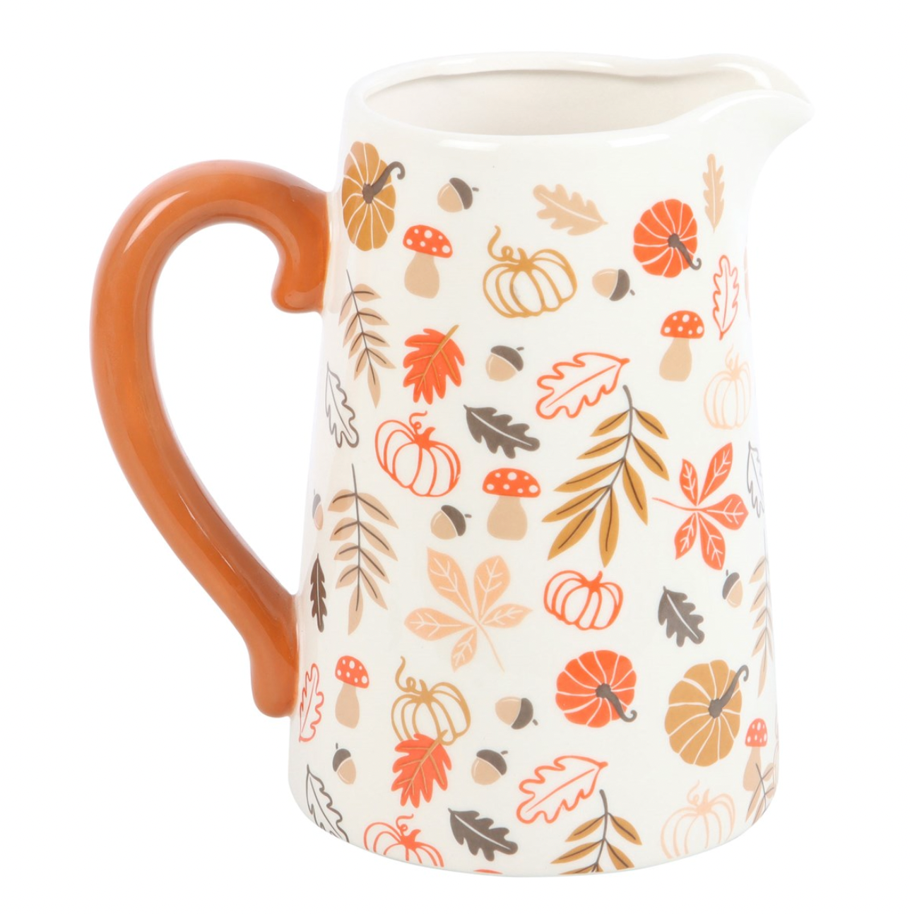 Herbstkrug „Pumpkins Please“ – Keramik-Dekovase mit Blättermotiv