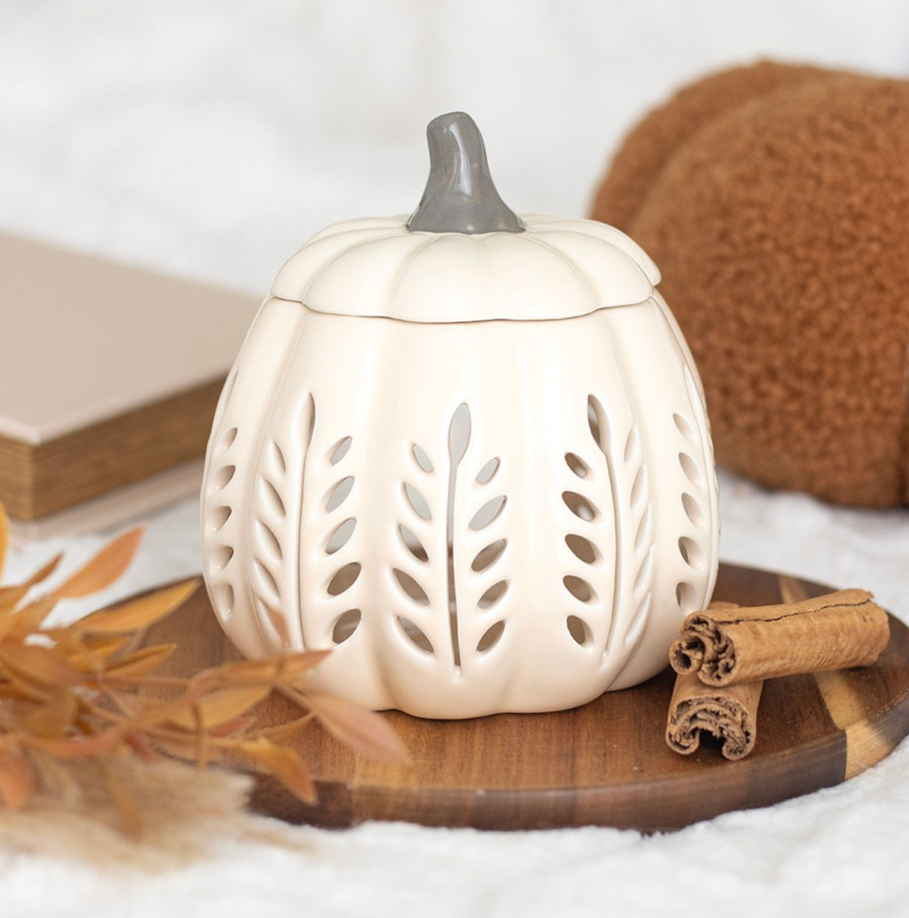 Duftlampe „Pumpkin Glow“ – Kürbis-Wachsschmelzer aus Keramik