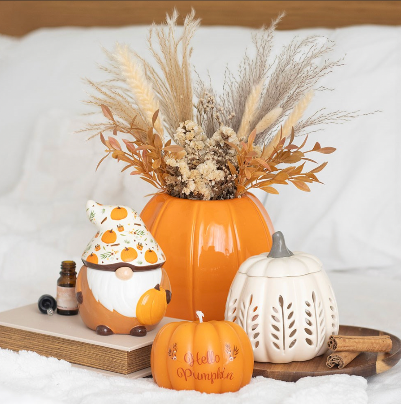 Duftlampe „Pumpkin Glow“ – Kürbis-Wachsschmelzer aus Keramik