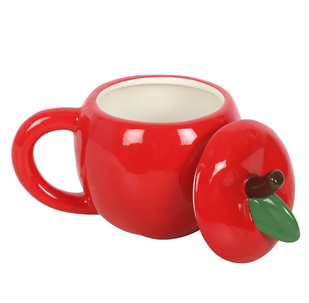 Tasse „Red Delicious“ – Apfel-Keramiktasse mit Deckel (550 ml)