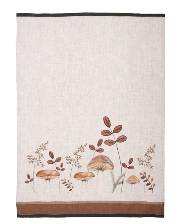 Geschirrtuch „Forest Fall“ – Baumwolle mit Pilzmotiv (50×70 cm)