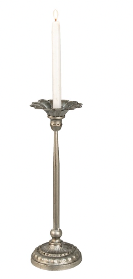 Kerzenleuchter „Silver Bloom“ – klassisch, silber, Ø 13×40 cm