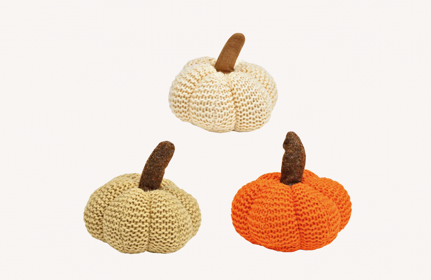 Kürbis „Knitted Autumn“ – Textil-Dekokürbis, Ø 15 cm, 3 Varianten