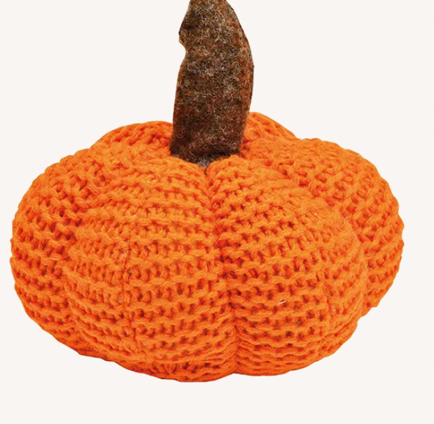 Kürbis „Knitted Autumn“ – Textil-Dekokürbis, Ø 15 cm, 3 Varianten
