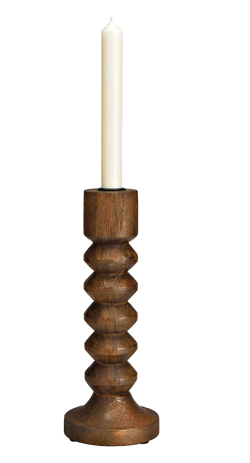 Kerzenhalter aus Mangoholz – rustikaler Holz-Kerzenständer 25 cm