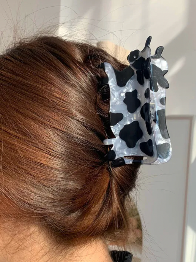 Haarclip „Moo’d Up“ – Schwarz-weißer Kuhprint