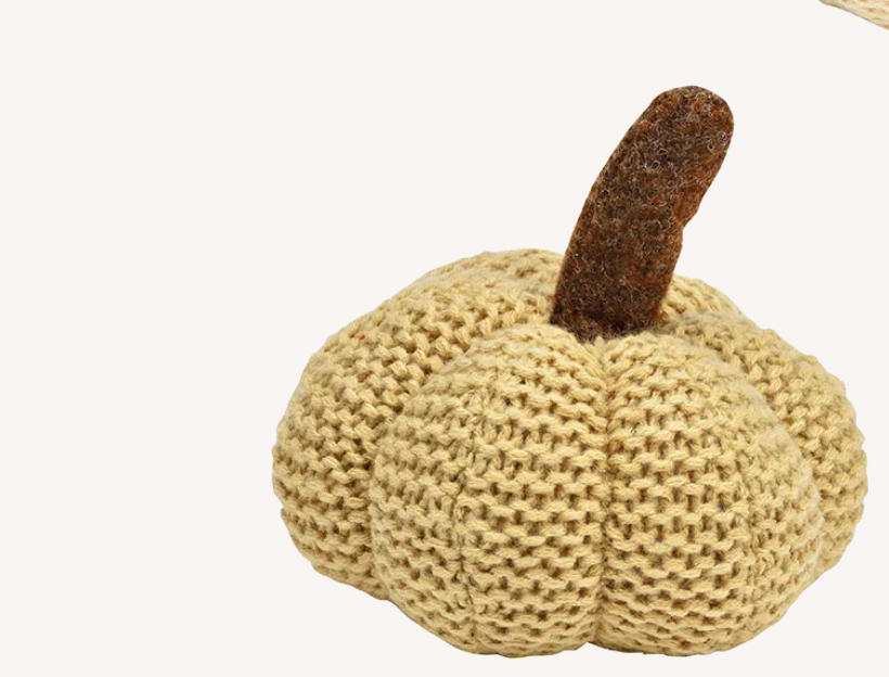 Kürbis „Knitted Autumn“ – Textil-Dekokürbis, Ø 15 cm, 3 Varianten