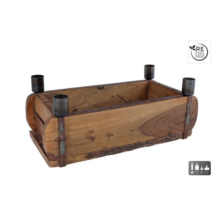 Kerzenhalter „Brick Style“ – Rustikaler Holzlook für 4 Kerzen