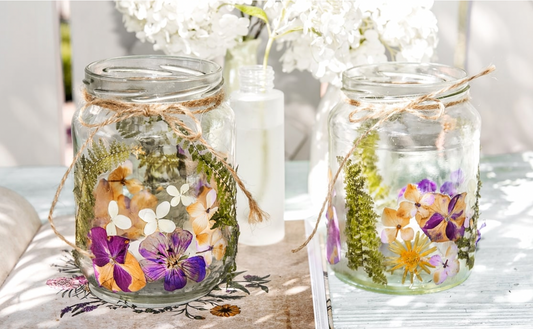 🌼 DIY-Blumen-Windlicht mit gepressten Blüten