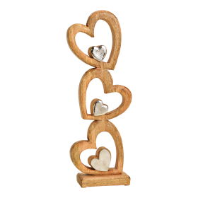 Stand heart made of mango wood, metal brown (W/H/D) 16x45x6cm