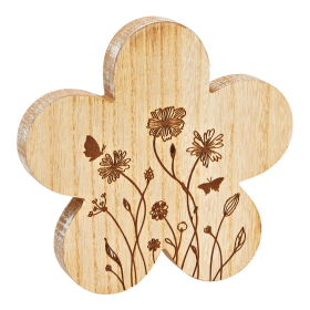 Flower meadow decoration made of natural wood (W/H/D) 18x18x2cm