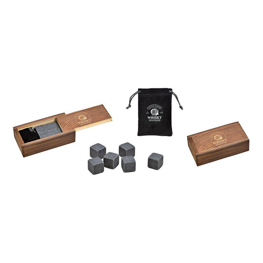 Coffret cadeau de pierres à whisky de qualité supérieure - Glaçons de basalte de luxe dans une élégante boîte en bois