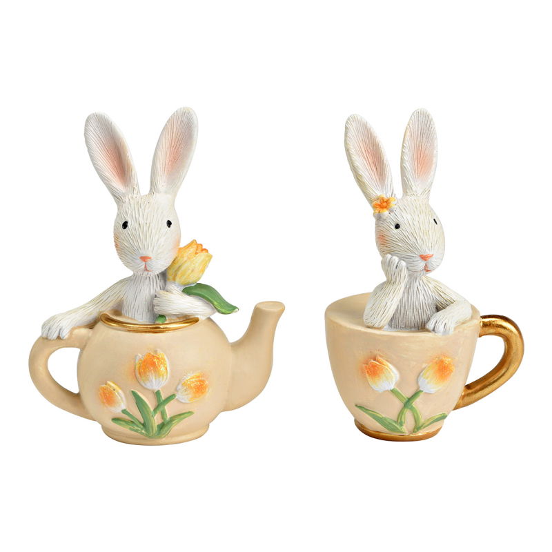 🫖 Decorative rabbit teapot figure – springy table decoration, 2 assorted