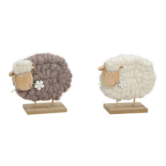 🐑 Rustic decorative sheep - wood &amp; synthetic fiber country house style