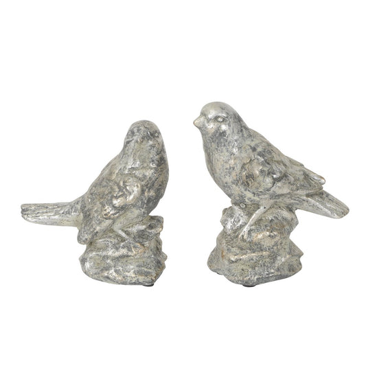 🌿 Bird on Rock (2 models) – Silver-gray elegance