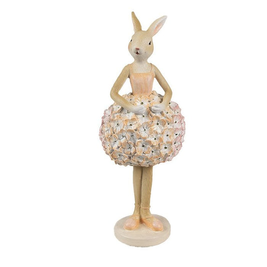 🐇 Figurine décorative fille lapine avec robe fleurie 9x7x22 cm