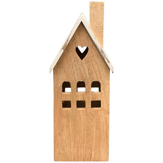 Maison Dost, naturel/blanc, bois, 9x8,3x23,5 cm