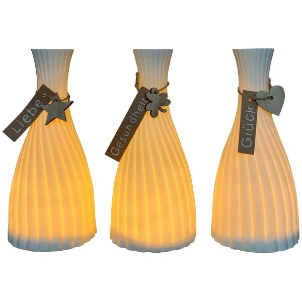 Vases LED CœuR, blanc, porcelaine, 8,4x18,3x8,4 cm