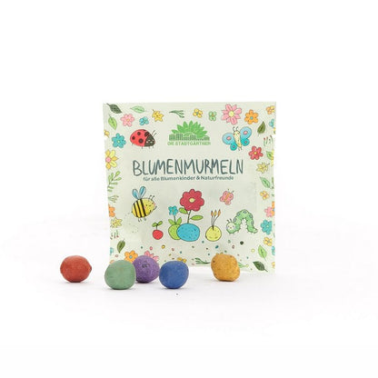 5 Blumenmurmeln im Tütchen – Saatkugeln für eine bunte Blumenwiese