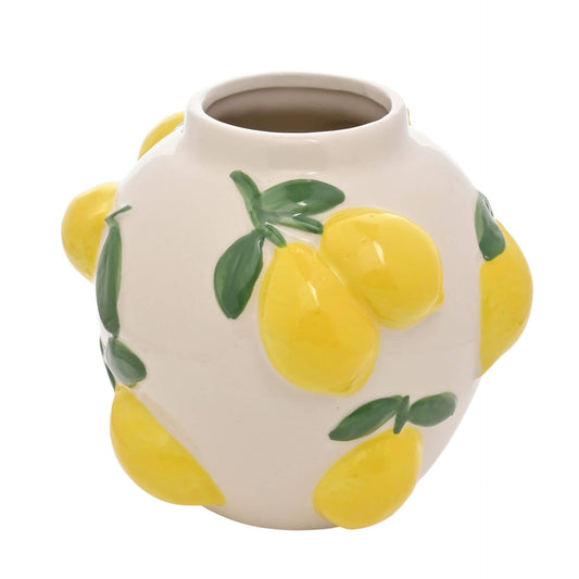 Hestia 12cm Weiße Vase mit Zitronen
