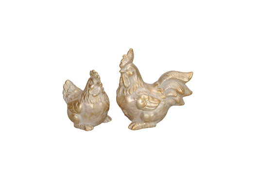 🐓 Cute chicken &amp; rooster - 2 assorted farm charms in gold