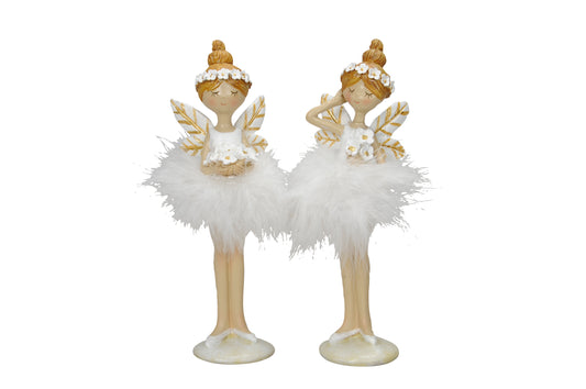 🧚‍♀️ Figurine elfe délicate – magique en or blanc, 2 assortis