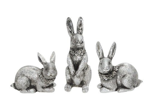 🐰 Cute silver bunny – 3 assorted