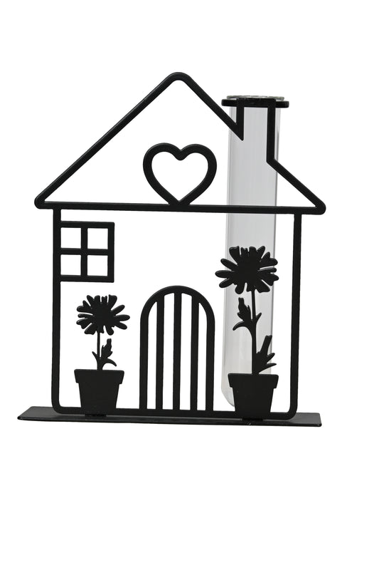 🏠 Stylish House with Vase - Black Metal Edition