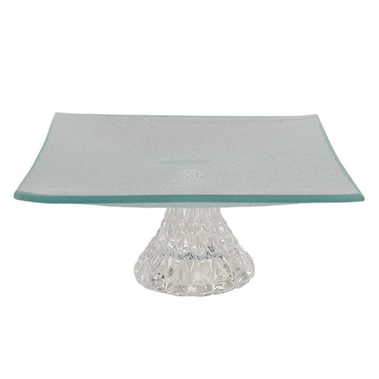 PLAT DE SERVICE EN VERRE TRANSPARENT 15X15X7 CM