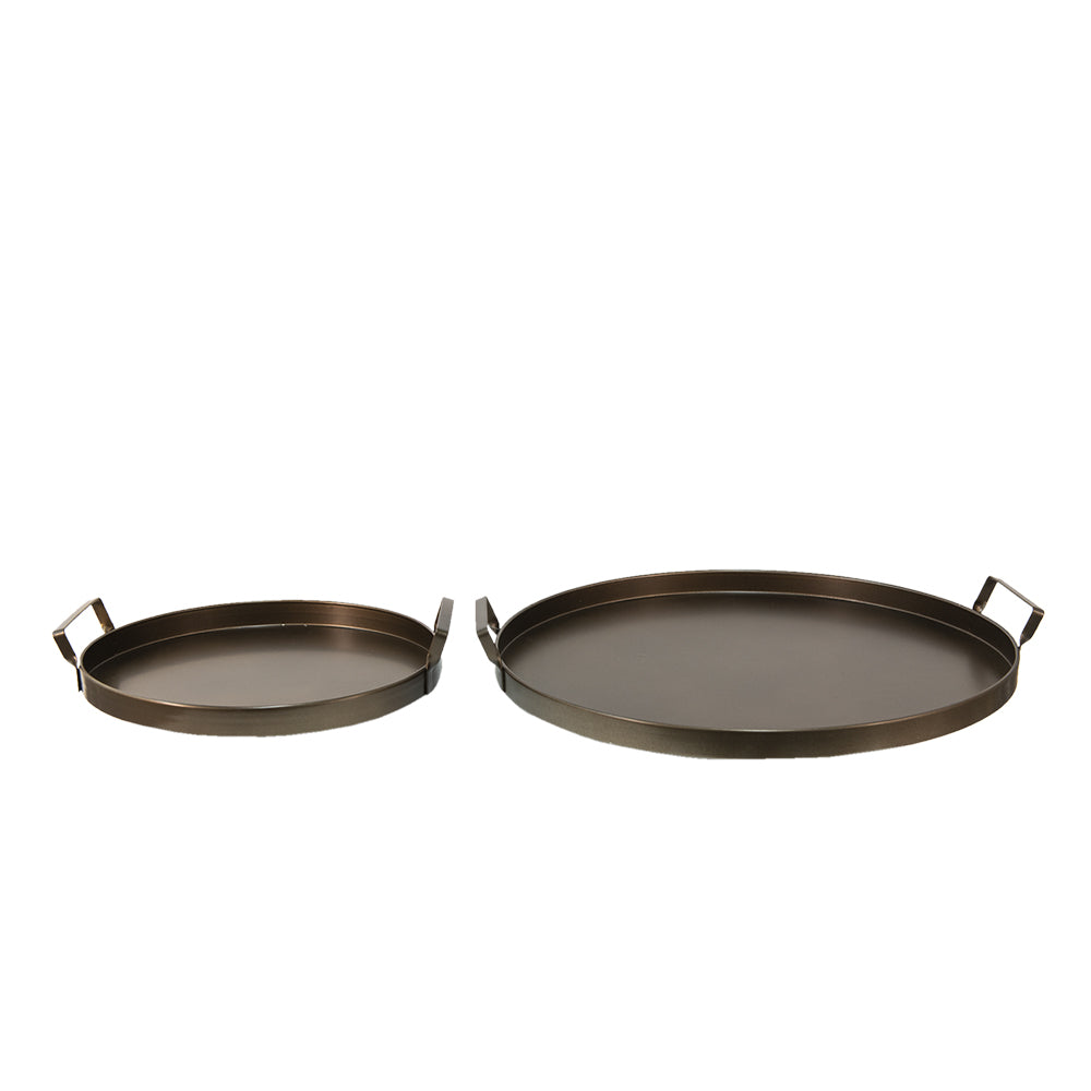 Decorative tray (set of 2) brown Ø 47x6 / Ø 32x6 cm