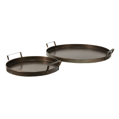 Decorative tray (set of 2) brown Ø 47x6 / Ø 32x6 cm