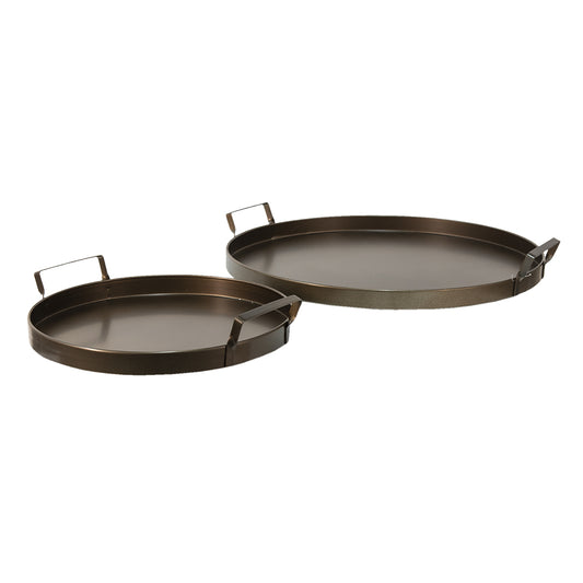 Plateau décoratif (lot de 2) marron Ø 47x6 / Ø 32x6 cm