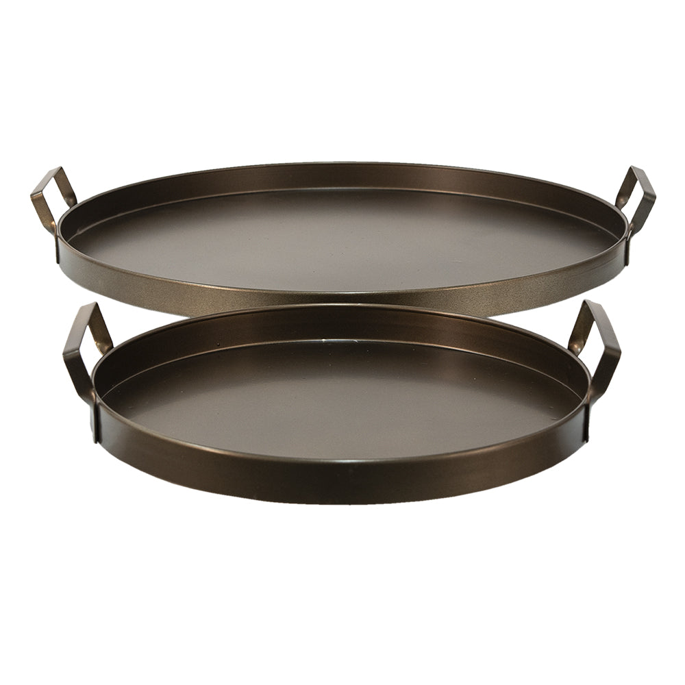 Decorative tray (set of 2) brown Ø 47x6 / Ø 32x6 cm