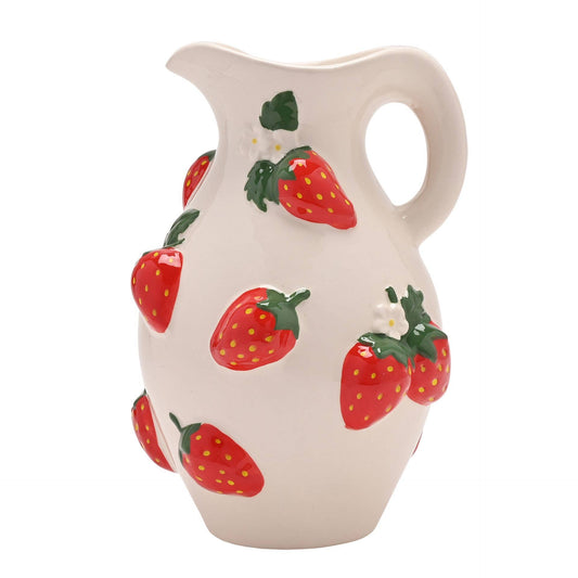 Der handbemalte Krugvase im Cottage-Garten-Stil - Erdbeere