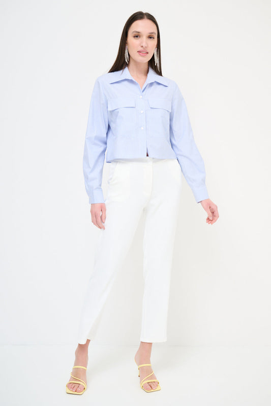 „Lucienne“ – High-Waist Hose in Weiß