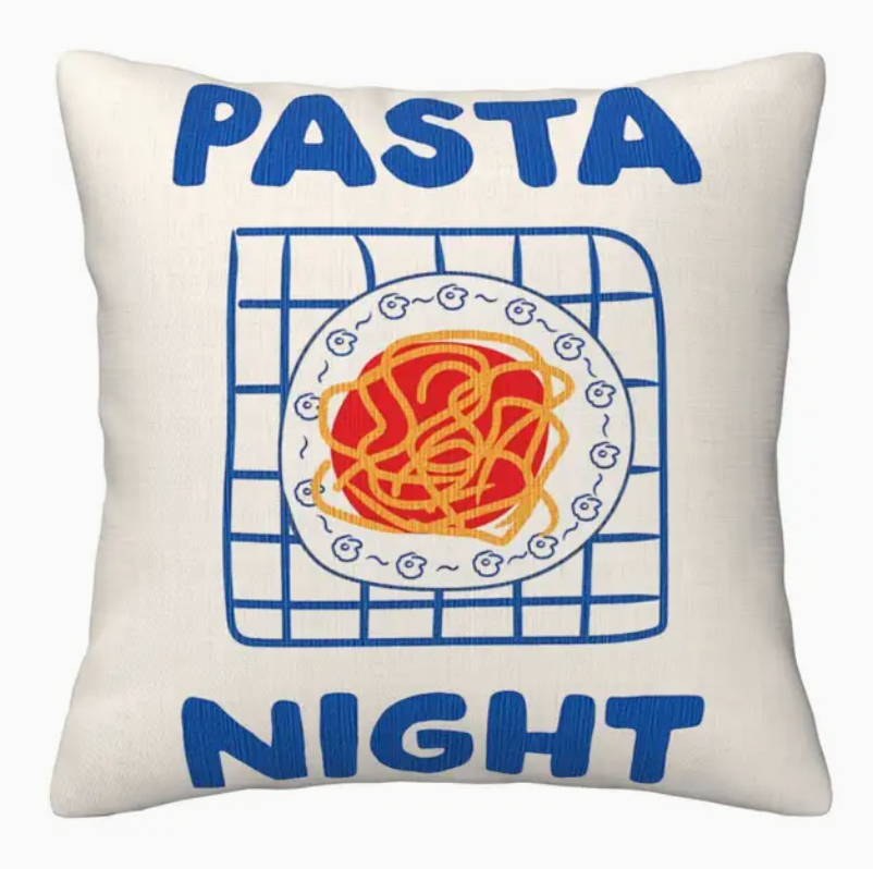 Kissen "Pasta-Night" – Stylisches Kissen aus Leinenmischung mit Food-Print