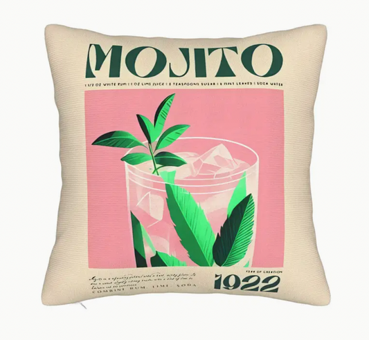 Kissen "Mojito 1922" – Cocktail-Kissen mit Retro-Artprint