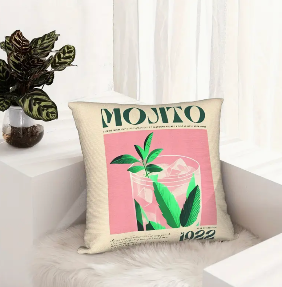 Kissen "Mojito 1922" – Cocktail-Kissen mit Retro-Artprint