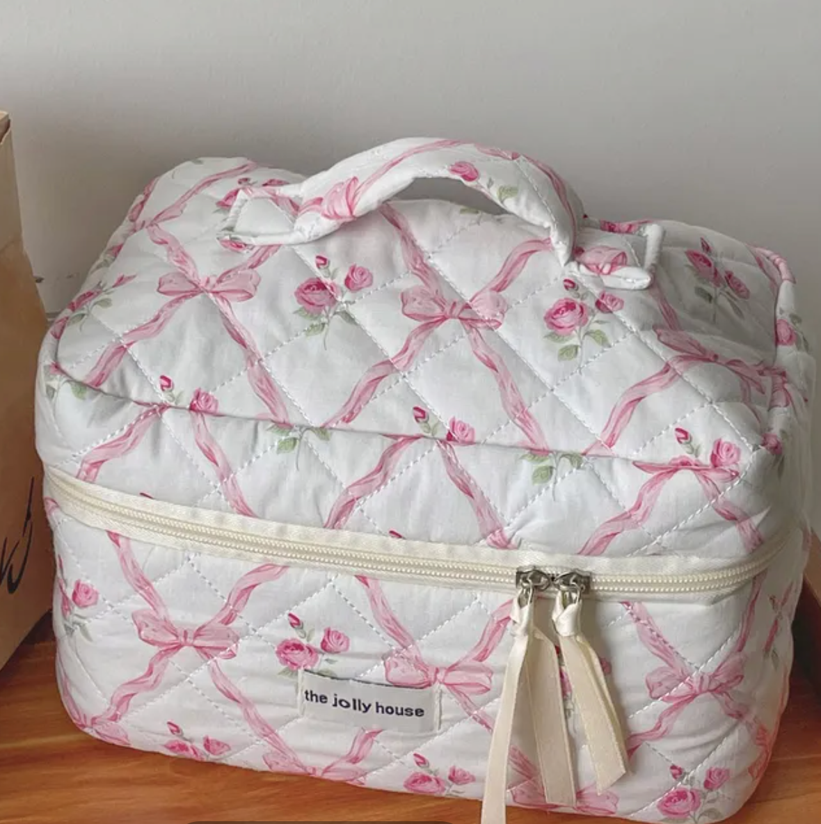 „Pink Bow Flower" – Kosmetiktaschen mit Schleifenprint