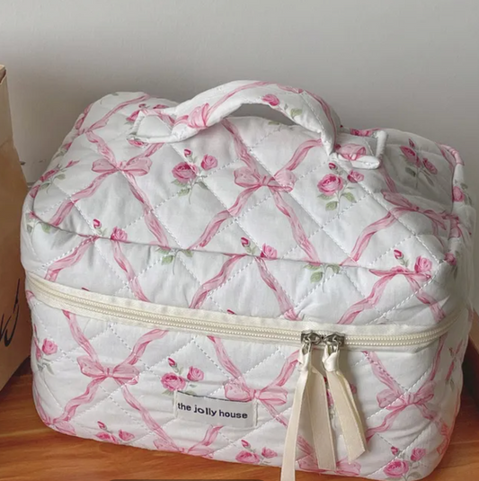 „Pink Bow Flower" – Kosmetiktaschen mit Schleifenprint