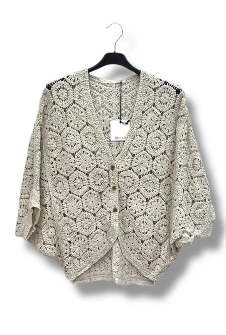 "Lucia" – Strickjacke in Häkeloptik