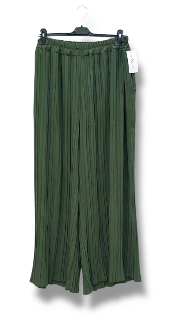 Hose „Malia“ – Plissee-Sommerhose in Khaki & Taupe